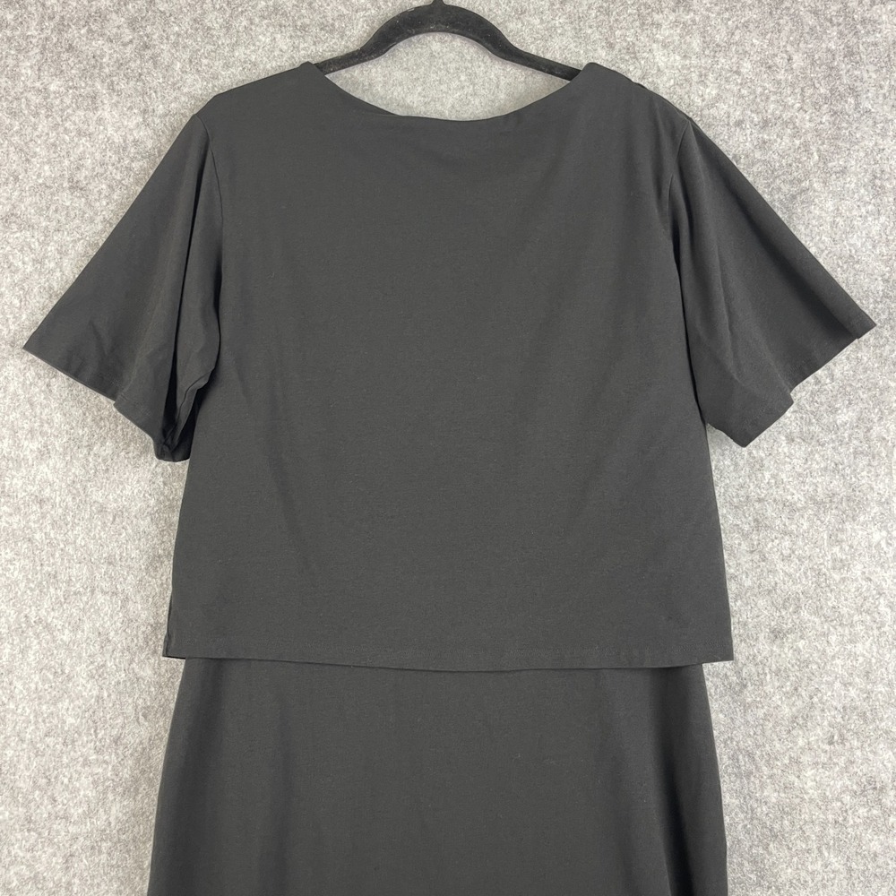 Theory Layered Midi Dress Womens Large Black Modal Blend Minimal Quiet Luxury - Picture 4 of 16